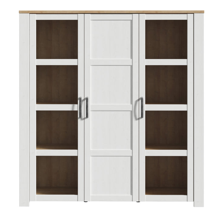 Bohol Large Display Cabinet inc. 4x LED Lights in Riviera Oak/White