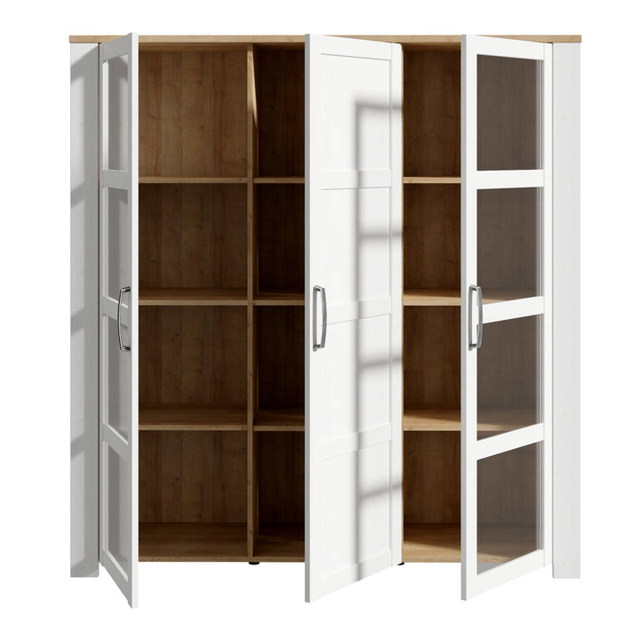 Bohol Large Display Cabinet inc. 4x LED Lights in Riviera Oak/White