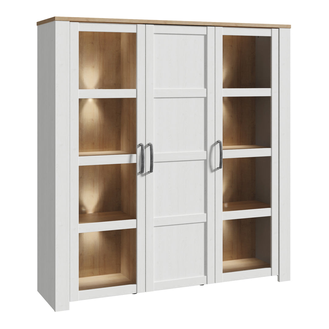 Bohol Large Display Cabinet inc. 4x LED Lights in Riviera Oak/White