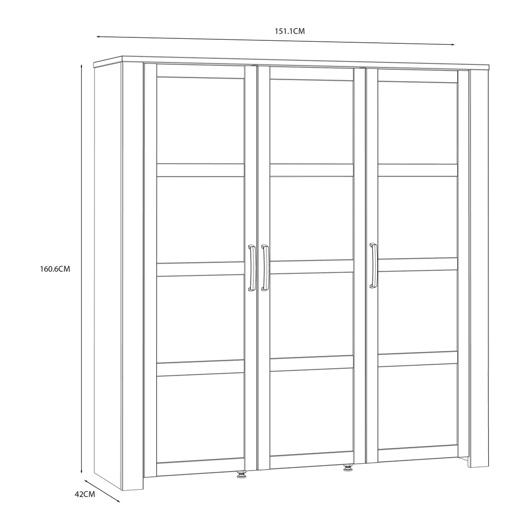 Bohol Large Display Cabinet inc. 4x LED Lights in Riviera Oak/White