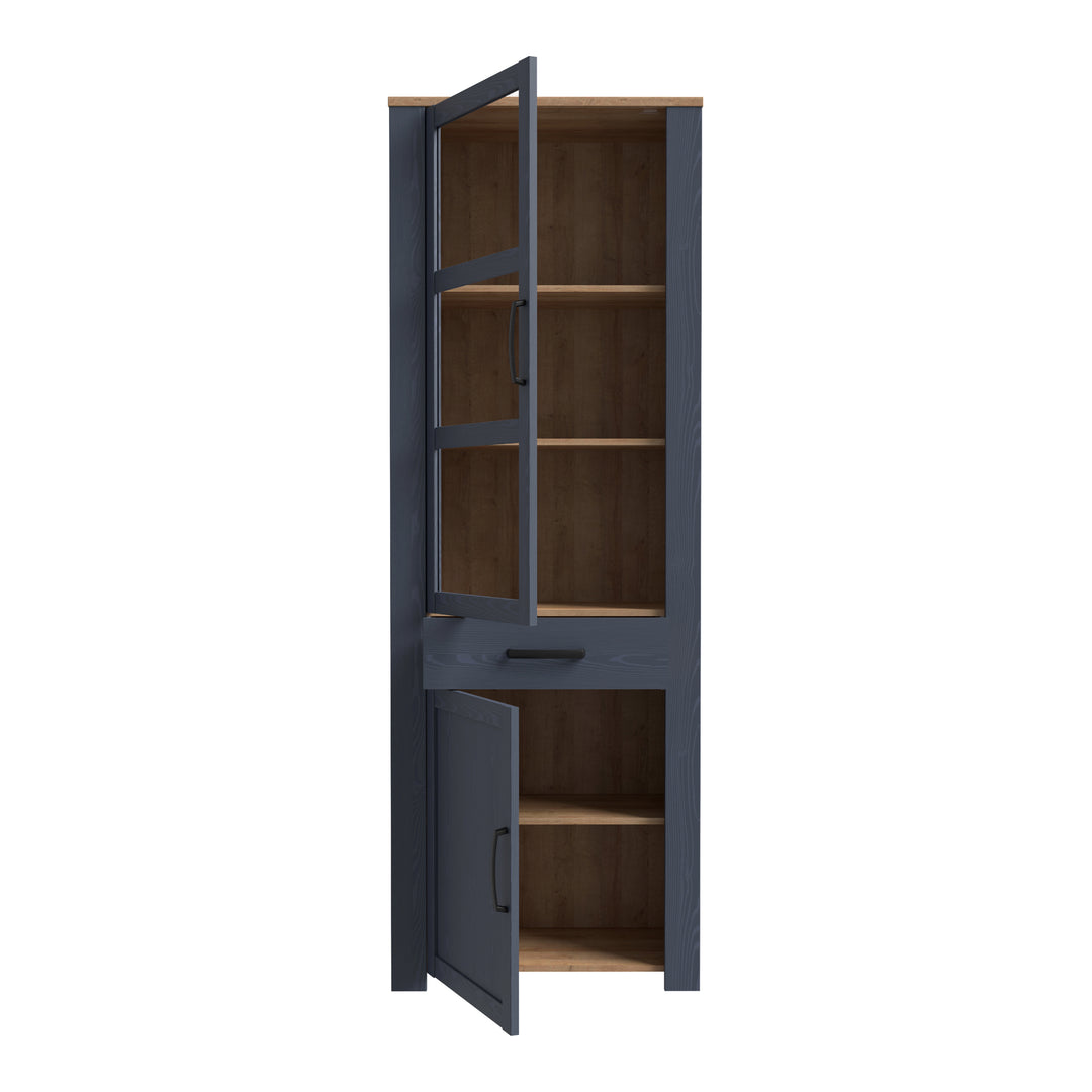 Bohol Narrow Display Cabinet inc. 2x LED Lights in Riviera Oak/Navy