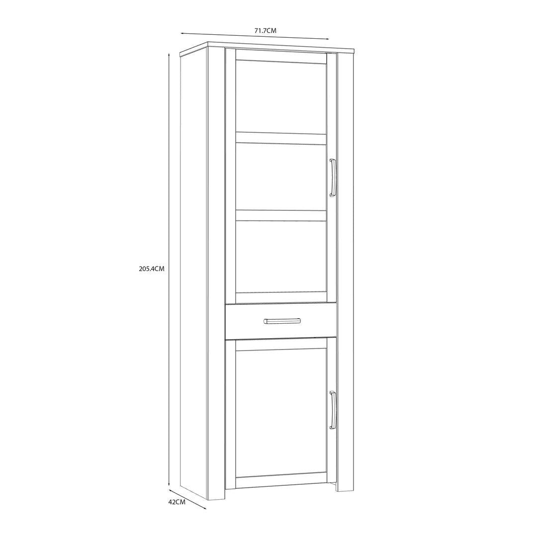 Bohol Narrow Display Cabinet inc. 2x LED Lights in Riviera Oak/Navy