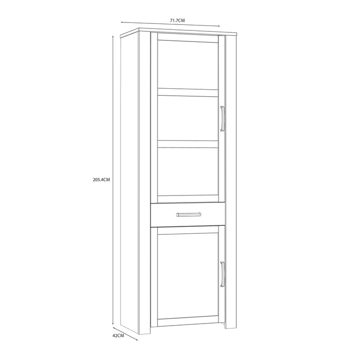 Bohol Narrow Display Cabinet inc. 2x LED Lights in Riviera Oak/Navy