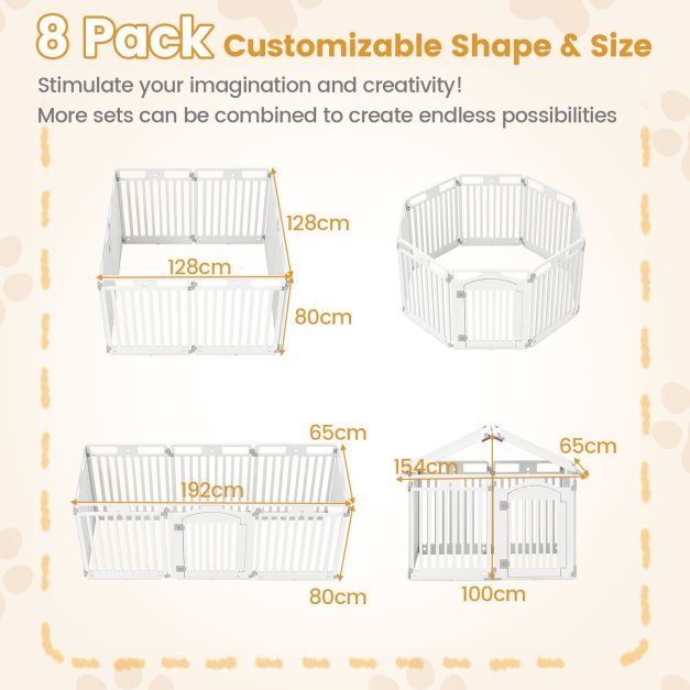 8-Panel 80CM Tall Plastic Dog Panel-White