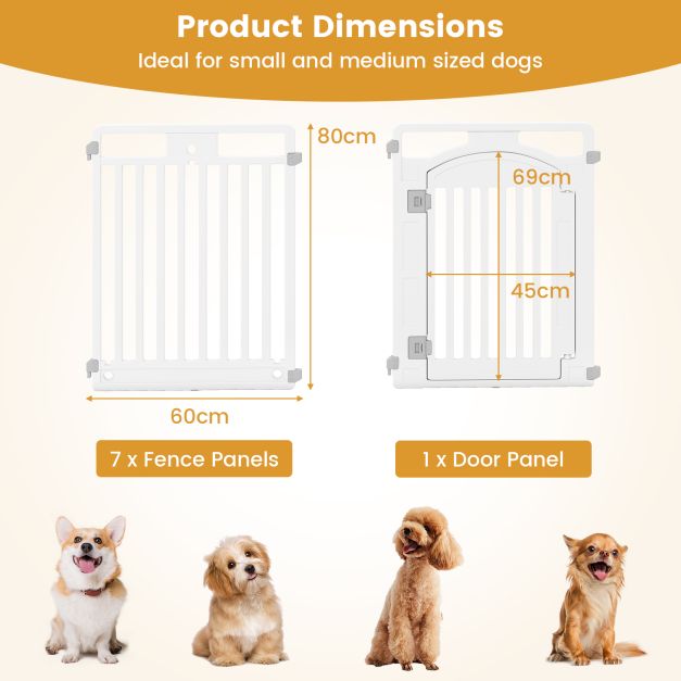 8-Panel 80CM Tall Plastic Dog Panel-White