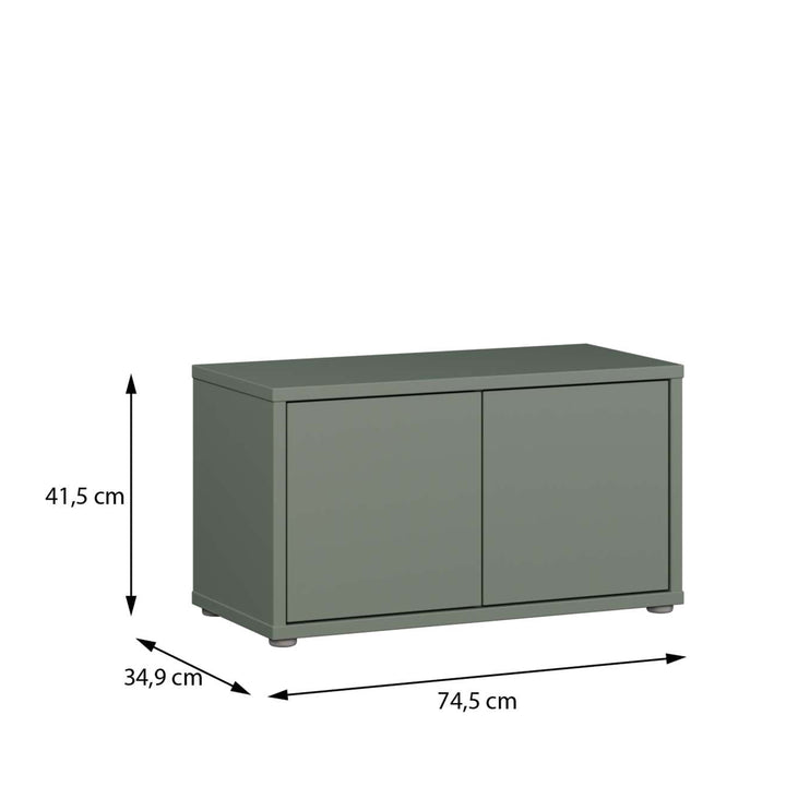 Alice Springs Bench with 2 Doors Push-to-Open in Sage Green