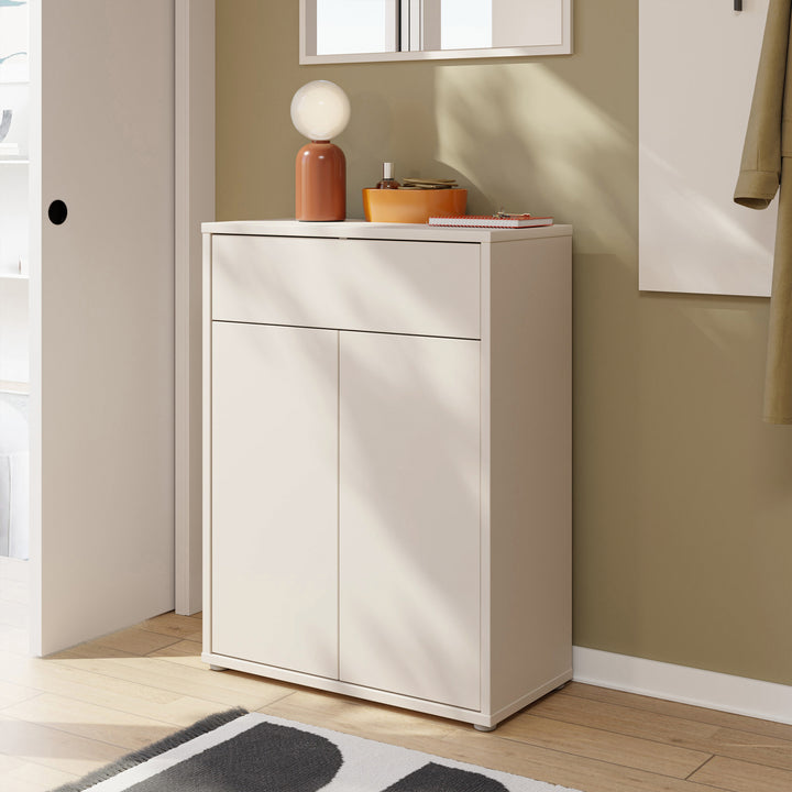 Alice Springs Shoe Cabinet with 2 Doors Push-to-Open &amp; 1 Drawer Push-to-Open in Sand