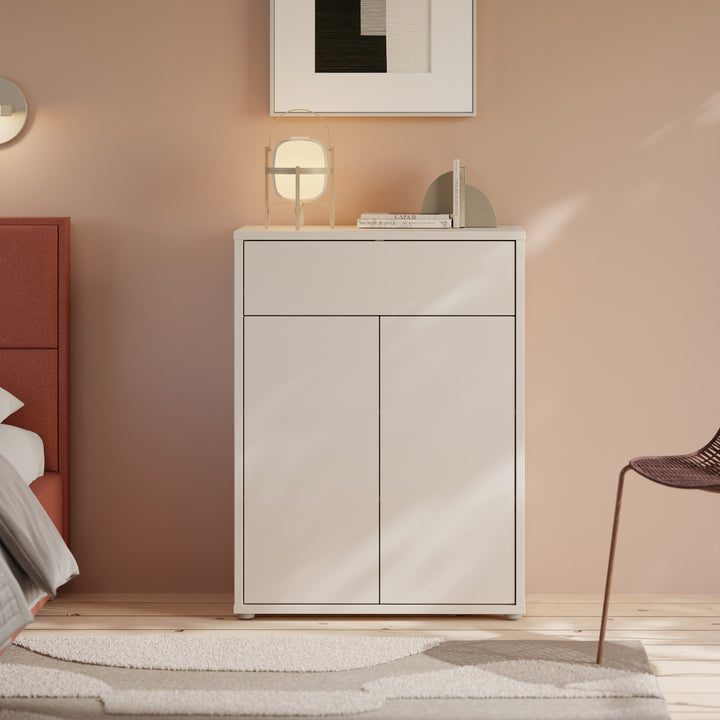 Alice Springs Shoe Cabinet with 2 Doors Push-to-Open &amp; 1 Drawer Push-to-Open in Sand