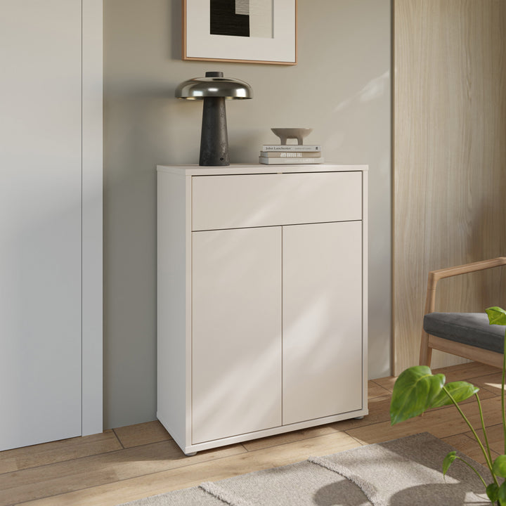 Alice Springs Shoe Cabinet with 2 Doors Push-to-Open &amp; 1 Drawer Push-to-Open in Sand