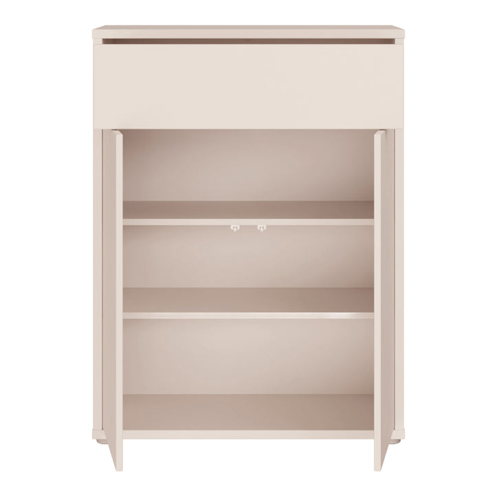 Alice Springs Compact Shoe Cabinet with 2 Doors Push-to-Open &amp; 1 Drawer Push-to-Open in Sand