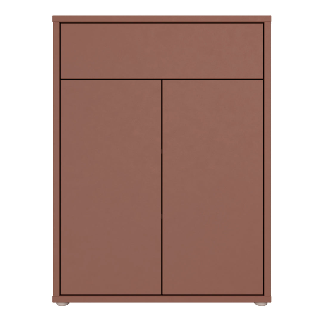 Alice Springs Compact Shoe Cabinet with 2 Doors Push-to-Open &amp; 1 Drawer Push-to-Open in Terracotta