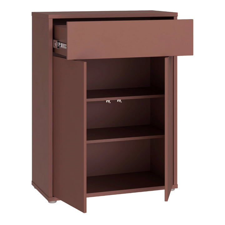 Alice Springs Compact Shoe Cabinet with 2 Doors Push-to-Open &amp; 1 Drawer Push-to-Open in Terracotta