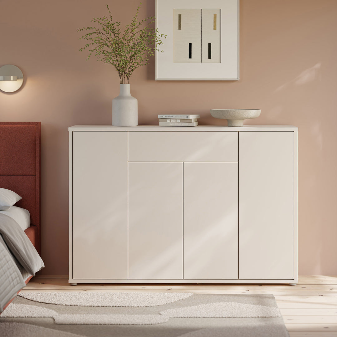 Alice Springs Shoe Cabinet with 4 Doors Push-to-Open &amp; 1 Drawer Push-to-Open in Sand