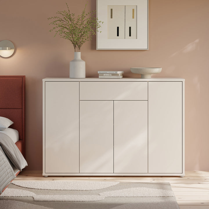 Alice Springs Shoe Cabinet with 4 Doors Push-to-Open &amp; 1 Drawer Push-to-Open in Sand