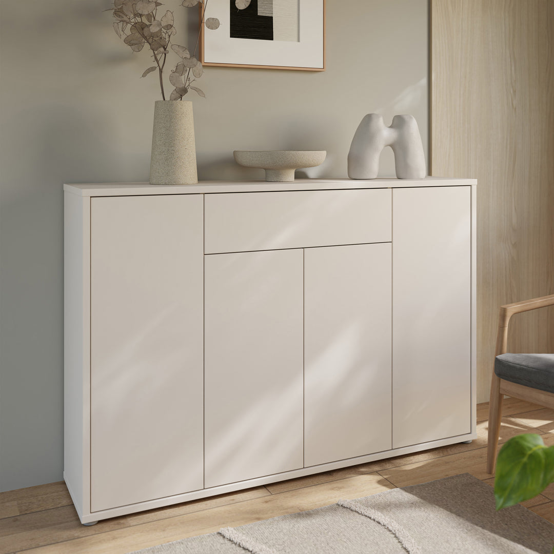 Alice Springs Shoe Cabinet with 4 Doors Push-to-Open &amp; 1 Drawer Push-to-Open in Sand