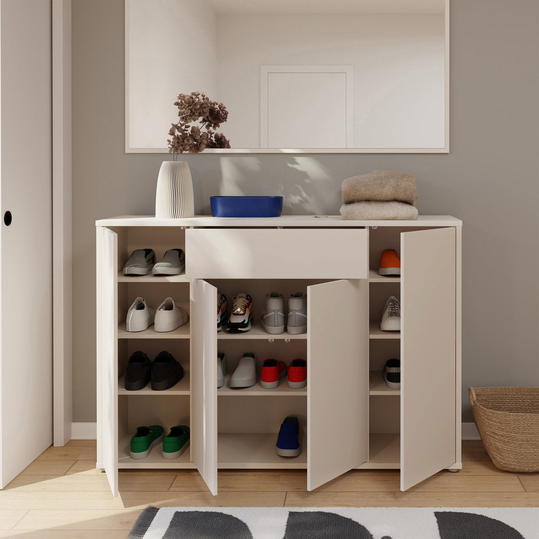 Alice Springs Shoe Cabinet with 4 Doors Push-to-Open &amp; 1 Drawer Push-to-Open in Sand