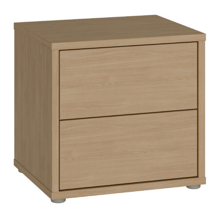 Alice Springs Low Bedside Cabinet with 2 Drawers Push-to-Open in Elegancia Oak