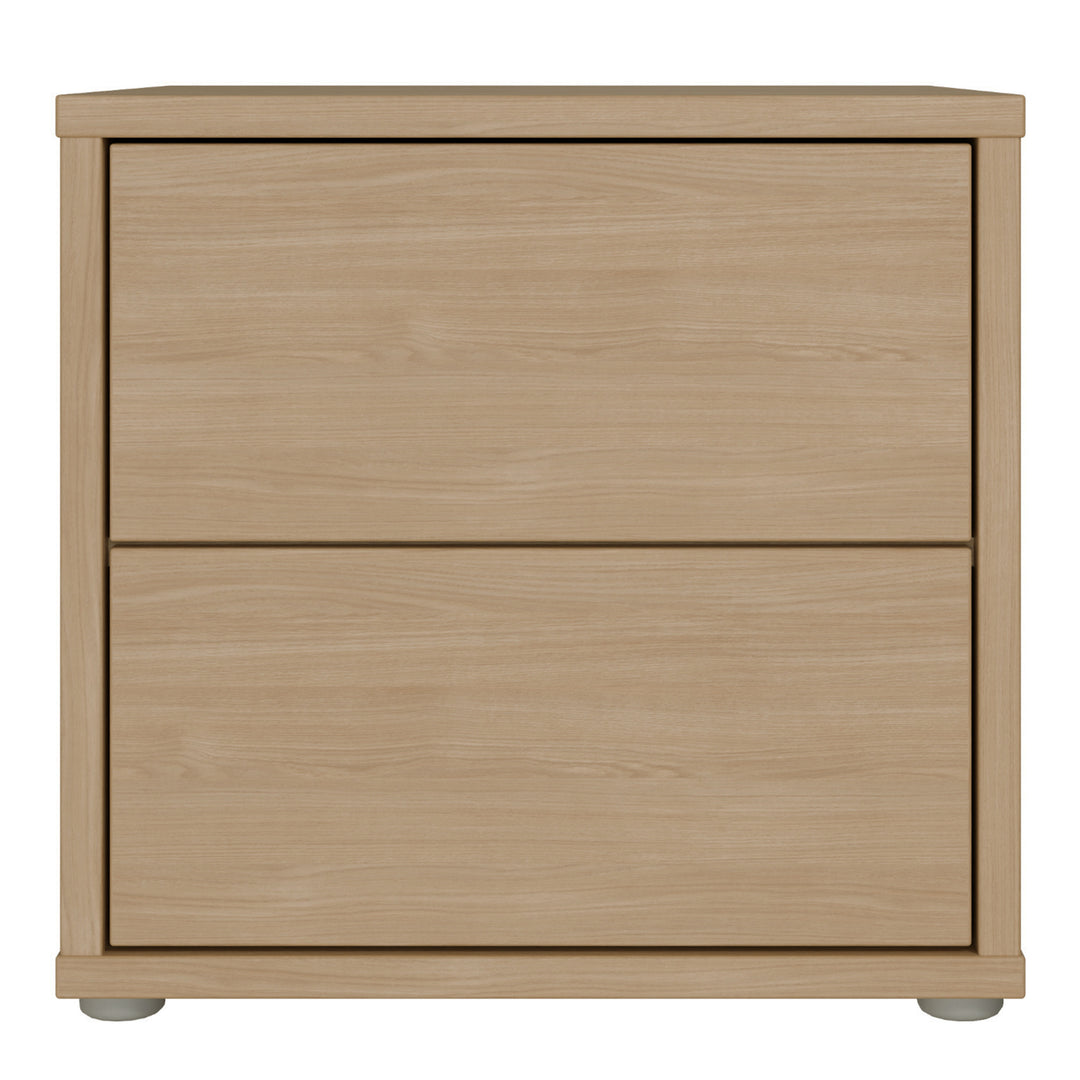 Alice Springs Low Bedside Cabinet with 2 Drawers Push-to-Open in Elegancia Oak