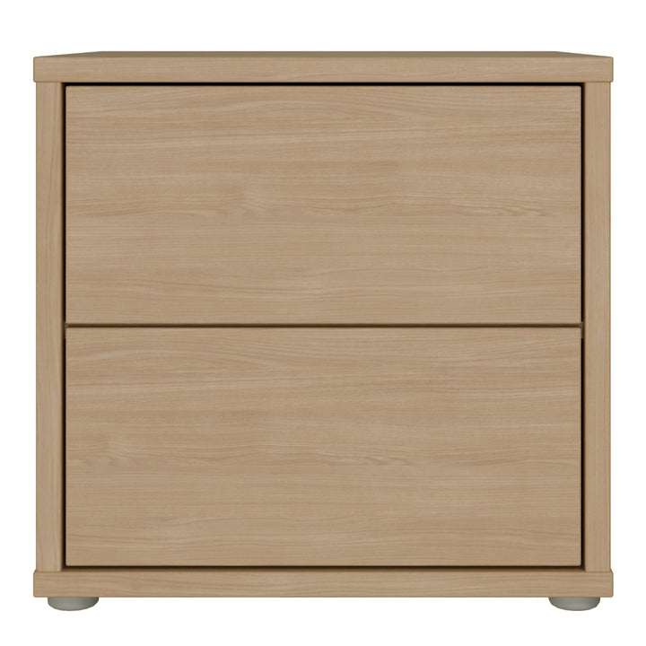 Alice Springs Low Bedside Cabinet with 2 Drawers Push-to-Open in Elegancia Oak