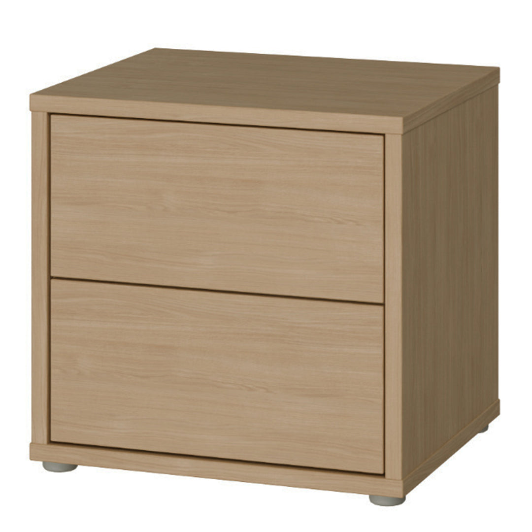 Alice Springs Low Bedside Cabinet with 2 Drawers Push-to-Open in Elegancia Oak