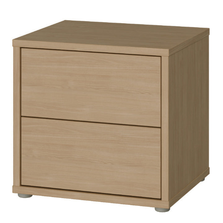 Alice Springs Low Bedside Cabinet with 2 Drawers Push-to-Open in Elegancia Oak