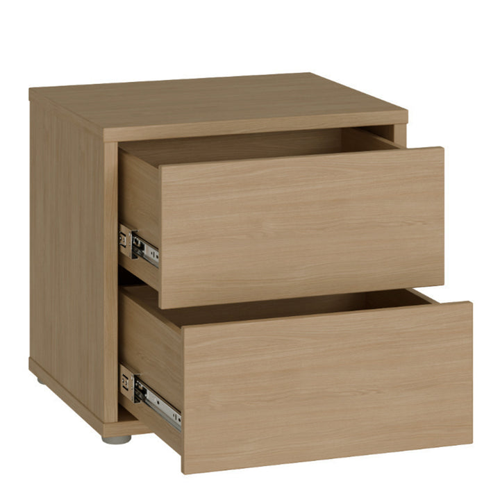 Alice Springs Low Bedside Cabinet with 2 Drawers Push-to-Open in Elegancia Oak