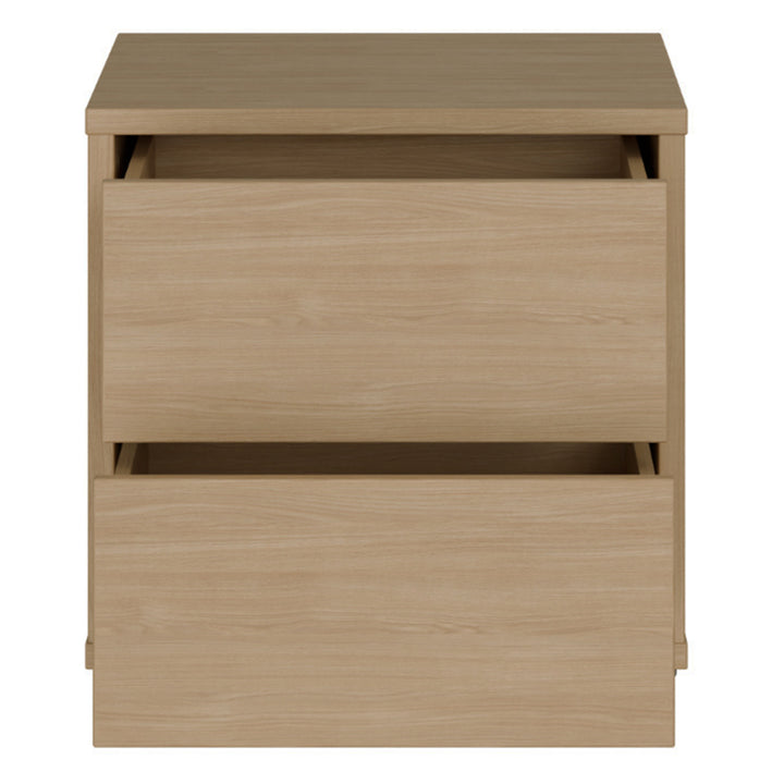 Alice Springs Low Bedside Cabinet with 2 Drawers Push-to-Open in Elegancia Oak
