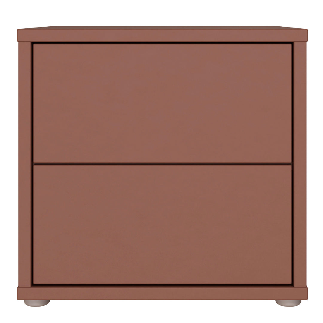 Alice Springs Low Bedside Cabinet with 2 Drawers Push-to-Open in Terracotta