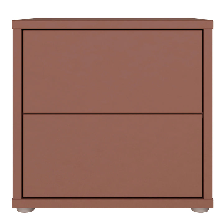 Alice Springs Low Bedside Cabinet with 2 Drawers Push-to-Open in Terracotta
