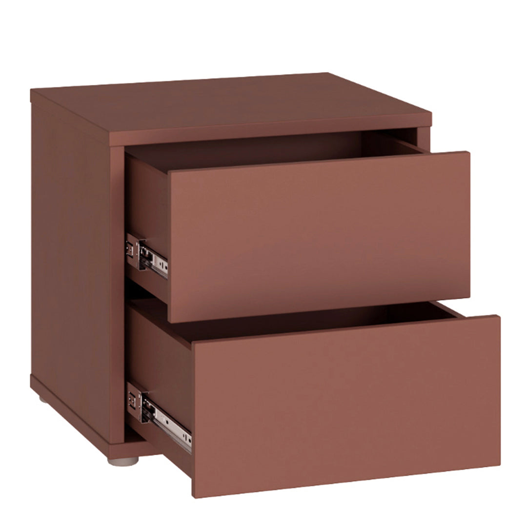 Alice Springs Low Bedside Cabinet with 2 Drawers Push-to-Open in Terracotta