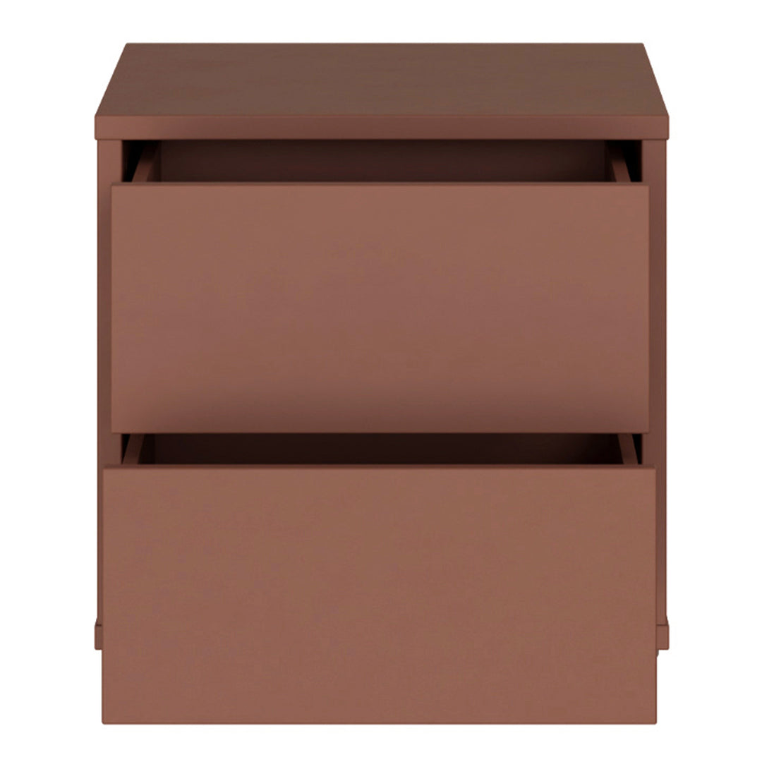 Alice Springs Low Bedside Cabinet with 2 Drawers Push-to-Open in Terracotta