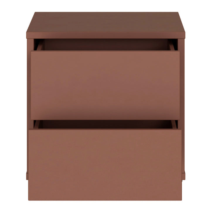 Alice Springs Low Bedside Cabinet with 2 Drawers Push-to-Open in Terracotta