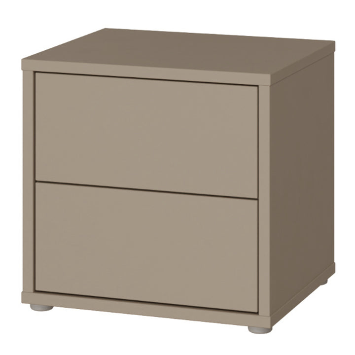 Alice Springs Low Bedside Cabinet with 2 Drawers Push-to-Open in Taupe