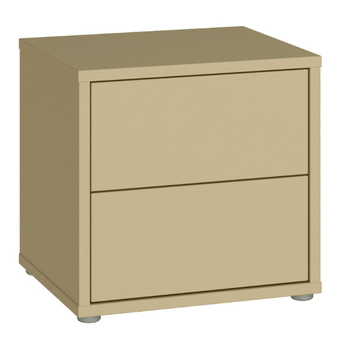Alice Springs Low Bedside Cabinet with 2 Drawers Push-to-Open in Butter Yellow