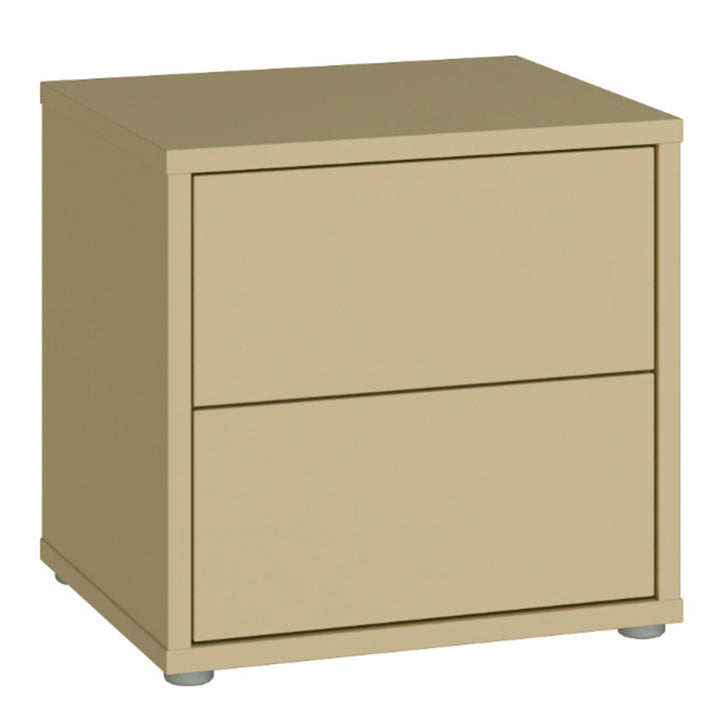 Alice Springs Low Bedside Cabinet with 2 Drawers Push-to-Open in Butter Yellow