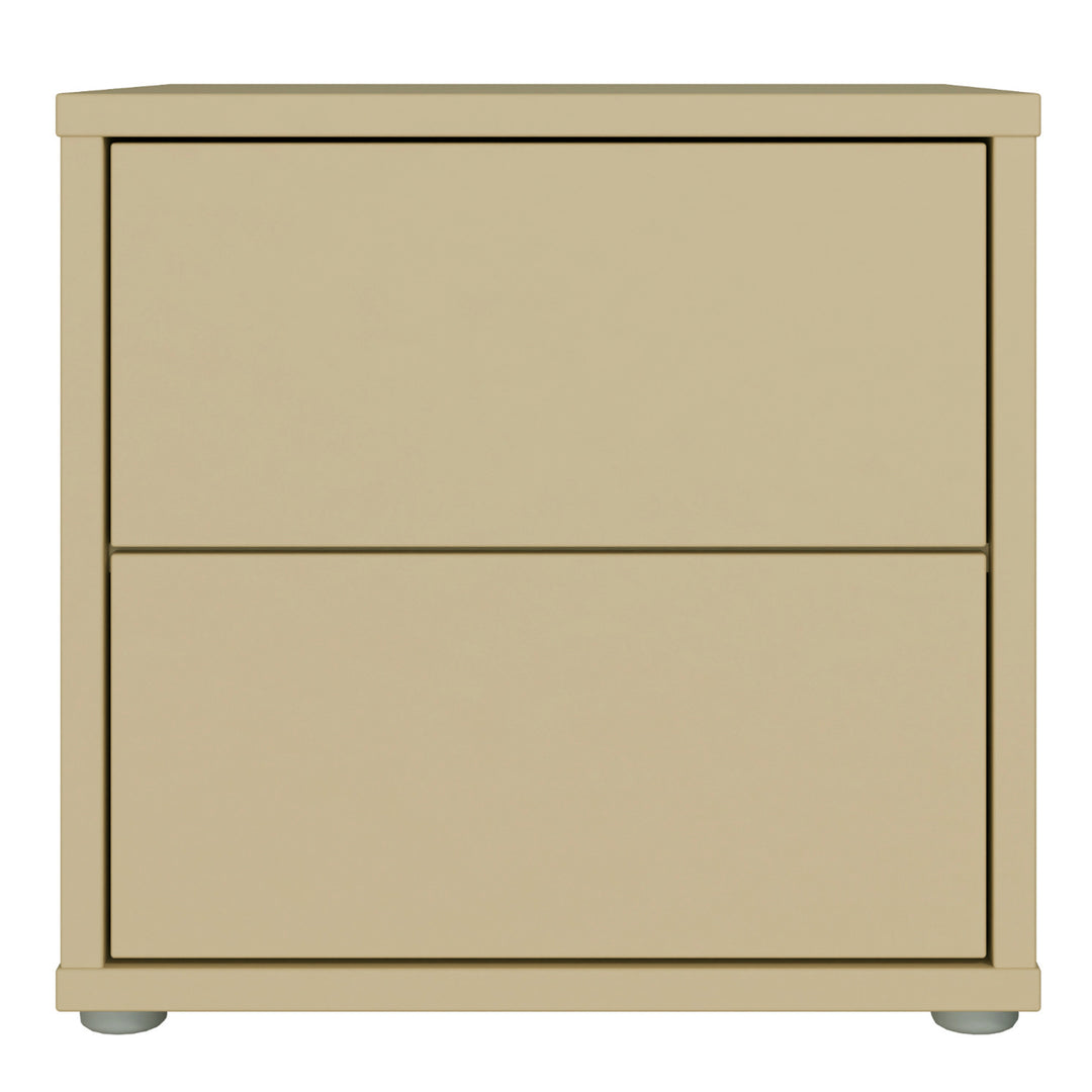 Alice Springs Low Bedside Cabinet with 2 Drawers Push-to-Open in Butter Yellow