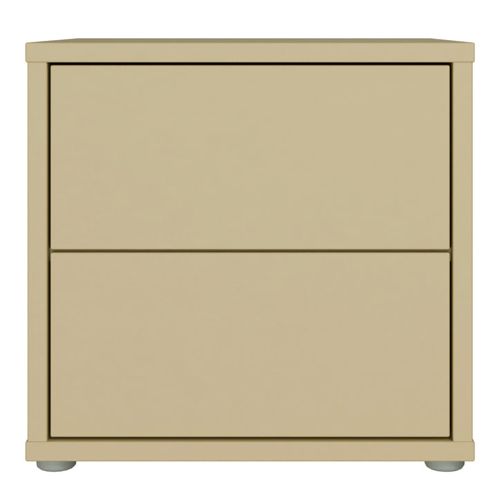 Alice Springs Low Bedside Cabinet with 2 Drawers Push-to-Open in Butter Yellow