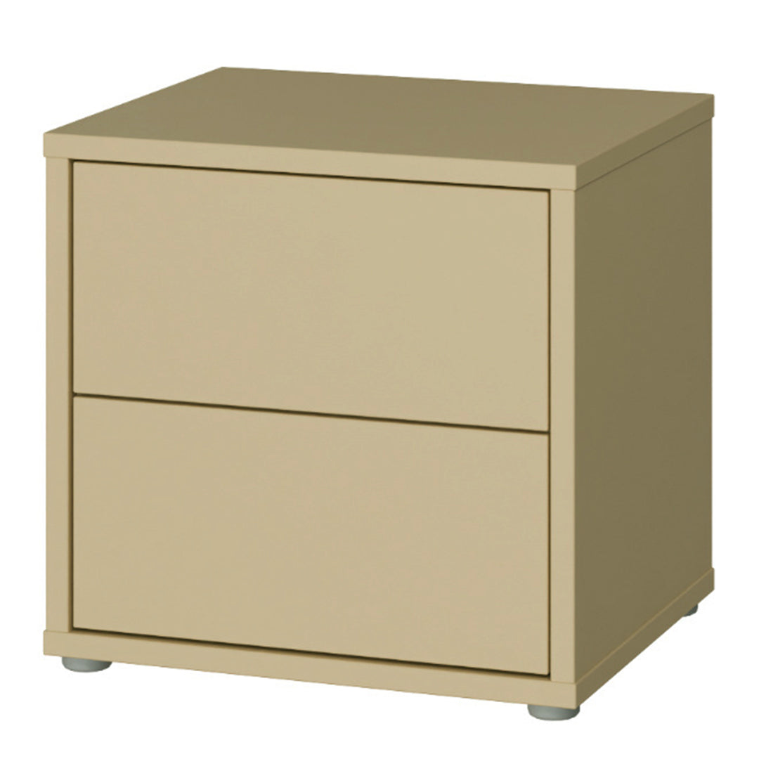 Alice Springs Low Bedside Cabinet with 2 Drawers Push-to-Open in Butter Yellow