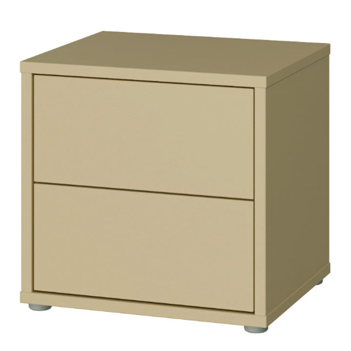 Alice Springs Low Bedside Cabinet with 2 Drawers Push-to-Open in Butter Yellow
