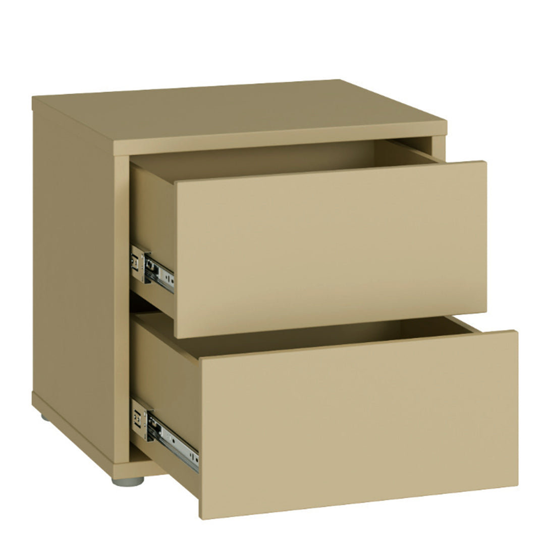 Alice Springs Low Bedside Cabinet with 2 Drawers Push-to-Open in Butter Yellow
