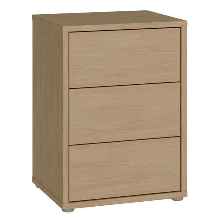 Alice Springs Bedside Cabinet with 3 Drawers Push-to-Open in Elegancia Oak