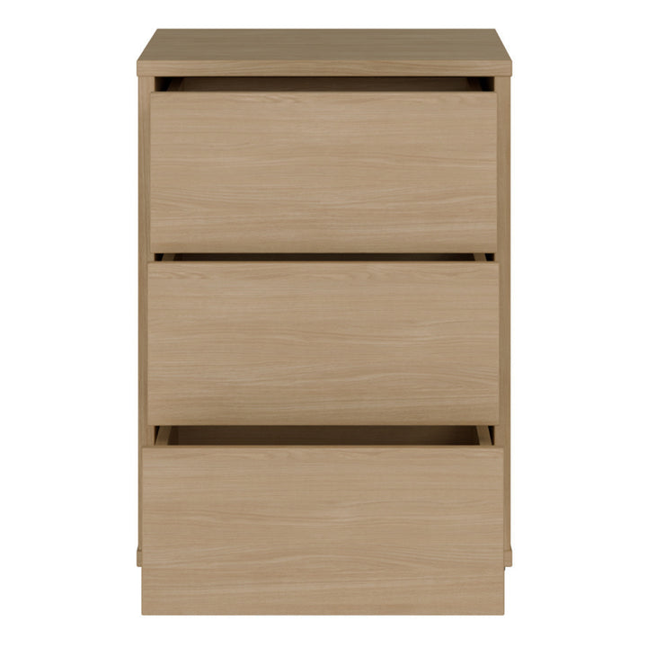 Alice Springs Bedside Cabinet with 3 Drawers Push-to-Open in Elegancia Oak