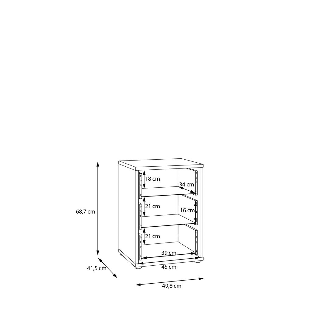 Alice Springs Bedside Cabinet with 3 Drawers Push-to-Open in Elegancia Oak