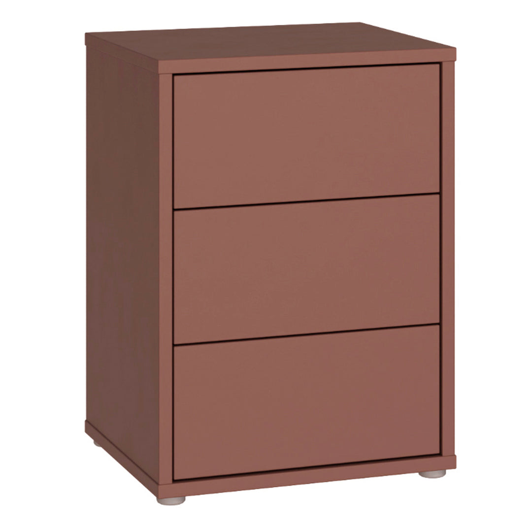Alice Springs Bedside Cabinet with 3 Drawers Push-to-Open in Terracotta