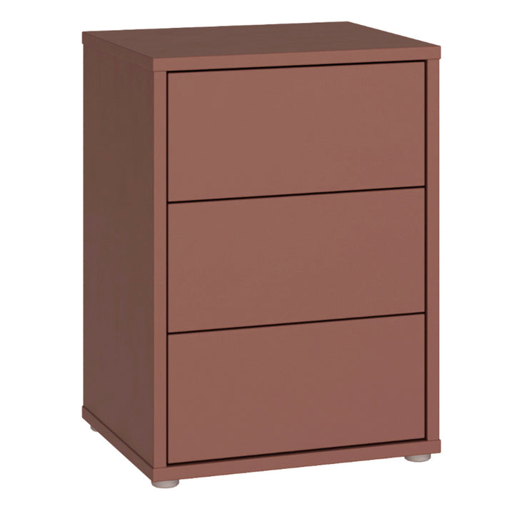 Alice Springs Bedside Cabinet with 3 Drawers Push-to-Open in Terracotta