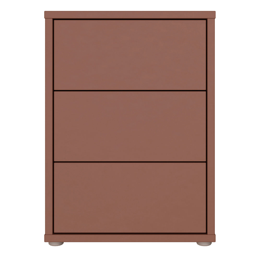 Alice Springs Bedside Cabinet with 3 Drawers Push-to-Open in Terracotta