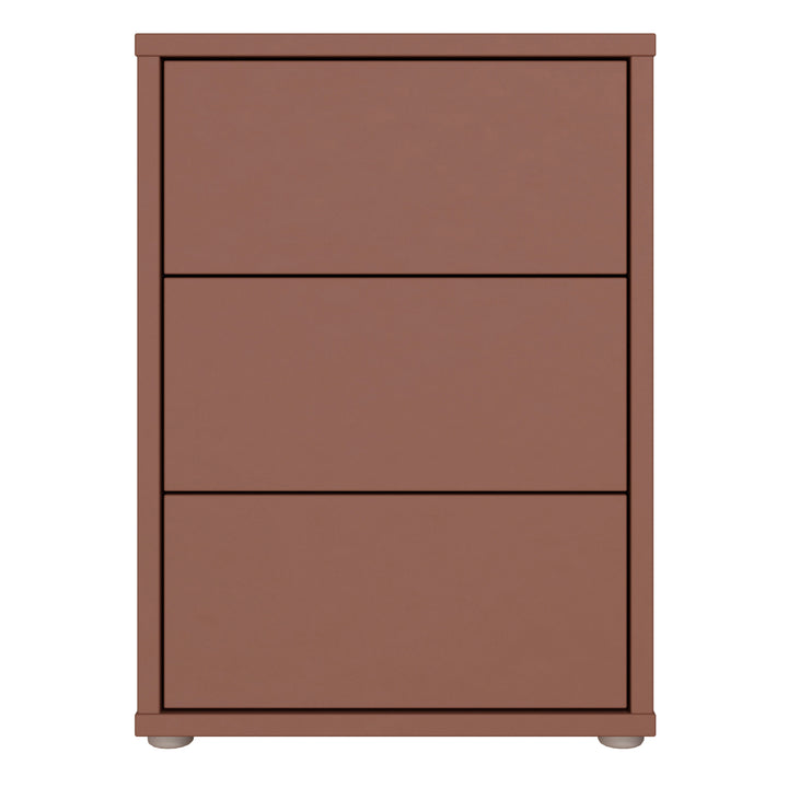 Alice Springs Bedside Cabinet with 3 Drawers Push-to-Open in Terracotta