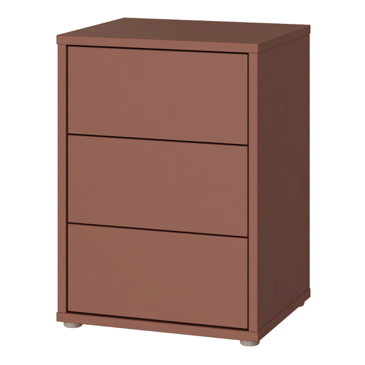 Alice Springs Bedside Cabinet with 3 Drawers Push-to-Open in Terracotta