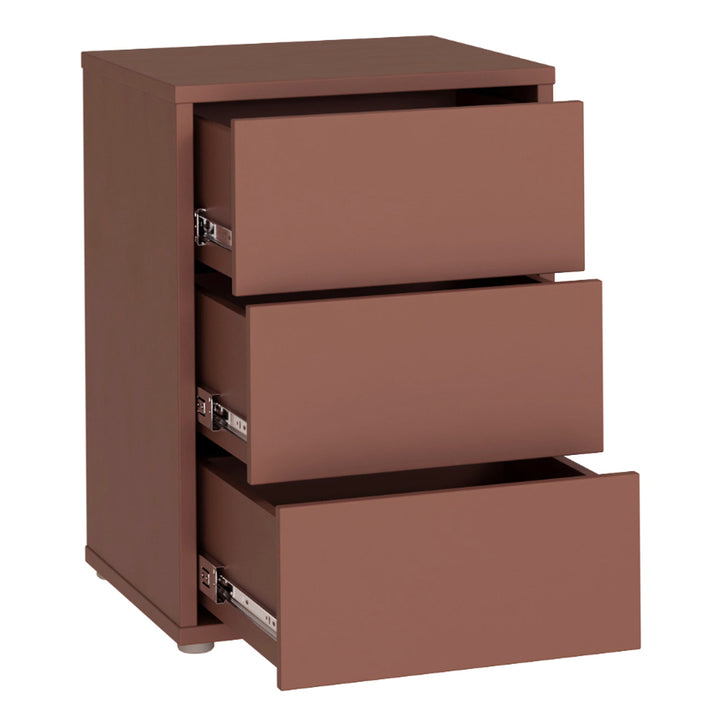 Alice Springs Bedside Cabinet with 3 Drawers Push-to-Open in Terracotta