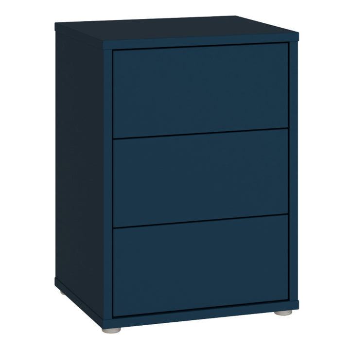 Alice Springs Bedside Cabinet with 3 Drawers Push-to-Open in Night Blue
